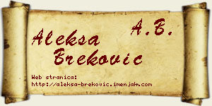 Aleksa Breković vizit kartica